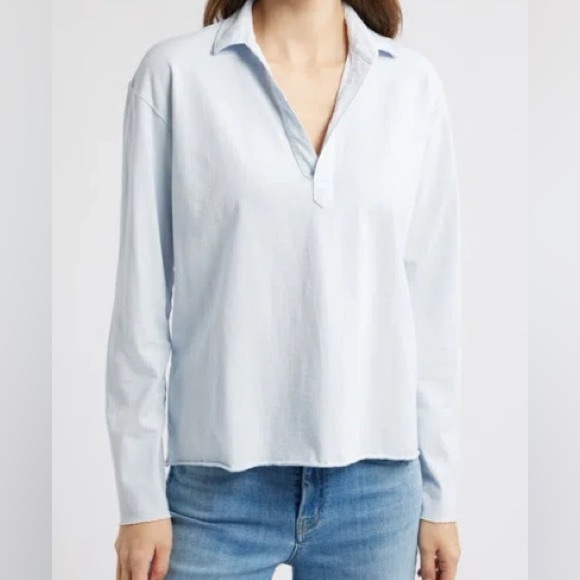 Frank & Eileen Patrick Popover Henley Light Blue Long Sleeve 100% Cotton - Picture 3 of 8